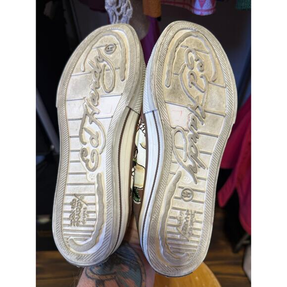 Don Ed Hardy Slip On No Lace Canvas Sneakers Brown Skull Size 6 - Picture 7 of 9